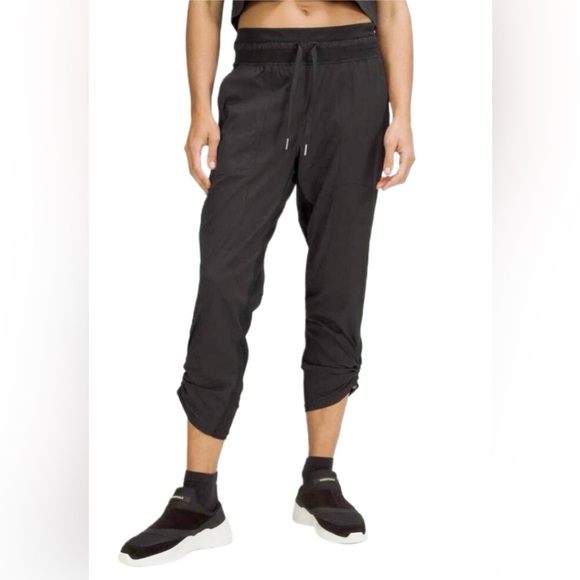Lululemon 4 Dance Studio Crop Pants Black Drawstring Waist and Hem - Picture 1 of 9